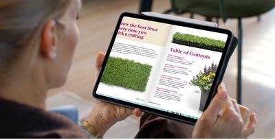 Image of woman holding a tablet looking at the Grow a Better Liner guide